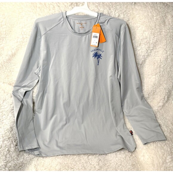 Margaritaville UPF 50 Water Resistant Moisture Wicking Long Sleeve Shirt Gray L - Picture 2 of 4